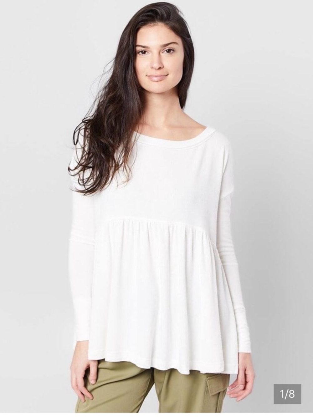 Free People White Long-Forever Your Girl Babydoll Top